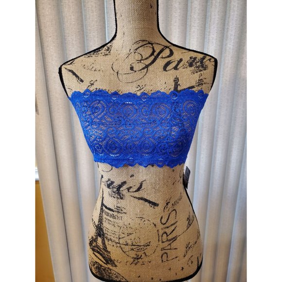 FREE PEOPLE Womens M/l Seamless Lace Bandeau Bra in Royal Blue - Picture 1 of 6